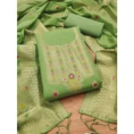 Generic Women's Banarasi Silk Printed Unstitched Salwar Suit Material With Dupatta (Pista, 3Mtrs) - Image 3