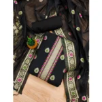 Black Banarasi Silk Unstitched Salwar Suit Material with Dupatta