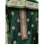 Generic Women's Banarasi Silk Printed Unstitched Salwar Suit Material With Dupatta (Bottle Green, 3Mtrs) - Image 2