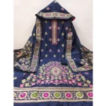 Generic Women's Banarasi Silk Printed Unstitched Salwar Suit Material With Dupatta (Navy Blue, 3Mtrs) - Image 4