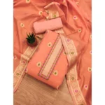 Peach Banarasi Silk Unstitched Salwar Suit Material with Dupatta