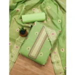 Pista Banarasi Silk Unstitched Salwar Suit Material with Dupatta