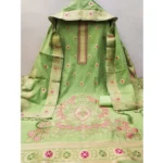 Generic Women's Banarasi Silk Printed Unstitched Salwar Suit Material With Dupatta (Pista, 3Mtrs) - Image 4