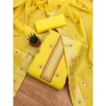 Yellow Banarasi Silk Unstitched Salwar Suit Material with Dupatta