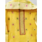 Generic Women's Banarasi Silk Printed Unstitched Salwar Suit Material With Dupatta (Yellow, 3Mtrs) - Image 2