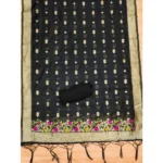 Generic Women's Banarasi Silk Printed Unstitched Salwar Suit Material With Dupatta (Black, 3Mtrs) - Image 3