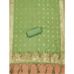 Generic Women's Banarasi Silk Printed Unstitched Salwar Suit Material With Dupatta (Pista, 3Mtrs) - Image 3