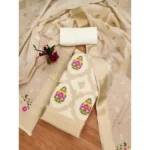 Generic Women's Banarasi Silk Printed Unstitched Salwar Suit Material With Dupatta (White, 3Mtrs) - Image 4