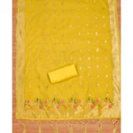 Generic Women's Banarasi Silk Printed Unstitched Salwar Suit Material With Dupatta (Yellow, 3Mtrs) - Image 2