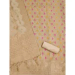 Generic Women's Banarasi Silk Printed Unstitched Salwar Suit Material With Dupatta (Cream, 3Mtrs) - Image 2