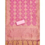 Generic Women's Banarasi Silk Printed Unstitched Salwar Suit Material With Dupatta (Pink, 3Mtrs) - Image 2