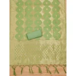 Generic Women's Banarasi Silk Printed Unstitched Salwar Suit Material With Dupatta (Pista, 3Mtrs) - Image 3