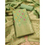 Generic Women's Banarasi Silk Printed Unstitched Salwar Suit Material With Dupatta (Pista, 3Mtrs) - Image 4