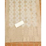 Generic Women's Banarasi Silk Printed Unstitched Salwar Suit Material With Dupatta (White, 3Mtrs) - Image 2