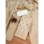 Generic Women's Banarasi Silk Printed Unstitched Salwar Suit Material With Dupatta (White, 3Mtrs) - Image 4