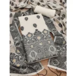 Black Banarasi Silk Unstitched Salwar Suit Material with Dupatta for Women