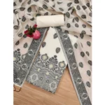 Generic Women's Banarasi Silk Printed Unstitched Salwar Suit Material With Dupatta (Black, 3Mtrs) - Image 4