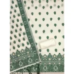 Generic Women's Banarasi Silk Printed Unstitched Salwar Suit Material With Dupatta (Bottle Green, 3Mtrs) - Image 3