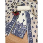 Generic Women's Banarasi Silk Printed Unstitched Salwar Suit Material With Dupatta (Navy Blue, 3Mtrs) - Image 4