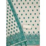 Generic Women's Banarasi Silk Printed Unstitched Salwar Suit Material With Dupatta (Teal, 3Mtrs) - Image 3