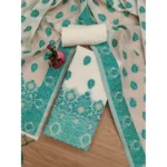 Generic Women's Banarasi Silk Printed Unstitched Salwar Suit Material With Dupatta (Teal, 3Mtrs) - Image 4