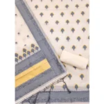 Generic Women's Banarasi Silk Printed Unstitched Salwar Suit Material With Dupatta (Grey, 3Mtrs) - Image 3