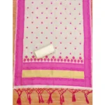 Generic Women's Banarasi Silk Printed Unstitched Salwar Suit Material With Dupatta (Pink, 3Mtrs) - Image 2