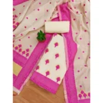 Generic Women's Banarasi Silk Printed Unstitched Salwar Suit Material With Dupatta (Pink, 3Mtrs) - Image 4