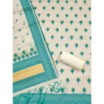 Generic Women's Banarasi Silk Printed Unstitched Salwar Suit Material With Dupatta (Teal, 3Mtrs) - Image 3