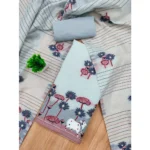 Generic Women's Banarasi Silk Printed Unstitched Salwar Suit Material With Dupatta (Grey, 3Mtrs) - Image 4