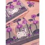 Generic Women's Banarasi Silk Printed Unstitched Salwar Suit Material With Dupatta (Peach, 3Mtrs) - Image 2