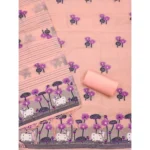 Generic Women's Banarasi Silk Printed Unstitched Salwar Suit Material With Dupatta (Peach, 3Mtrs) - Image 3