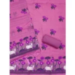 Generic Women's Banarasi Silk Printed Unstitched Salwar Suit Material With Dupatta (Pink, 3Mtrs) - Image 3