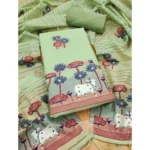 Pista Banarasi Silk Unstitched Salwar Suit Material with Dupatta