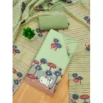 Generic Women's Banarasi Silk Printed Unstitched Salwar Suit Material With Dupatta (Pista, 3Mtrs) - Image 4