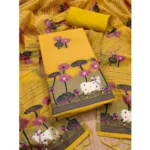 Yellow Banarasi Silk Unstitched Salwar Suit Material with Dupatta