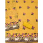 Generic Women's Banarasi Silk Printed Unstitched Salwar Suit Material With Dupatta (Yellow, 3Mtrs) - Image 3