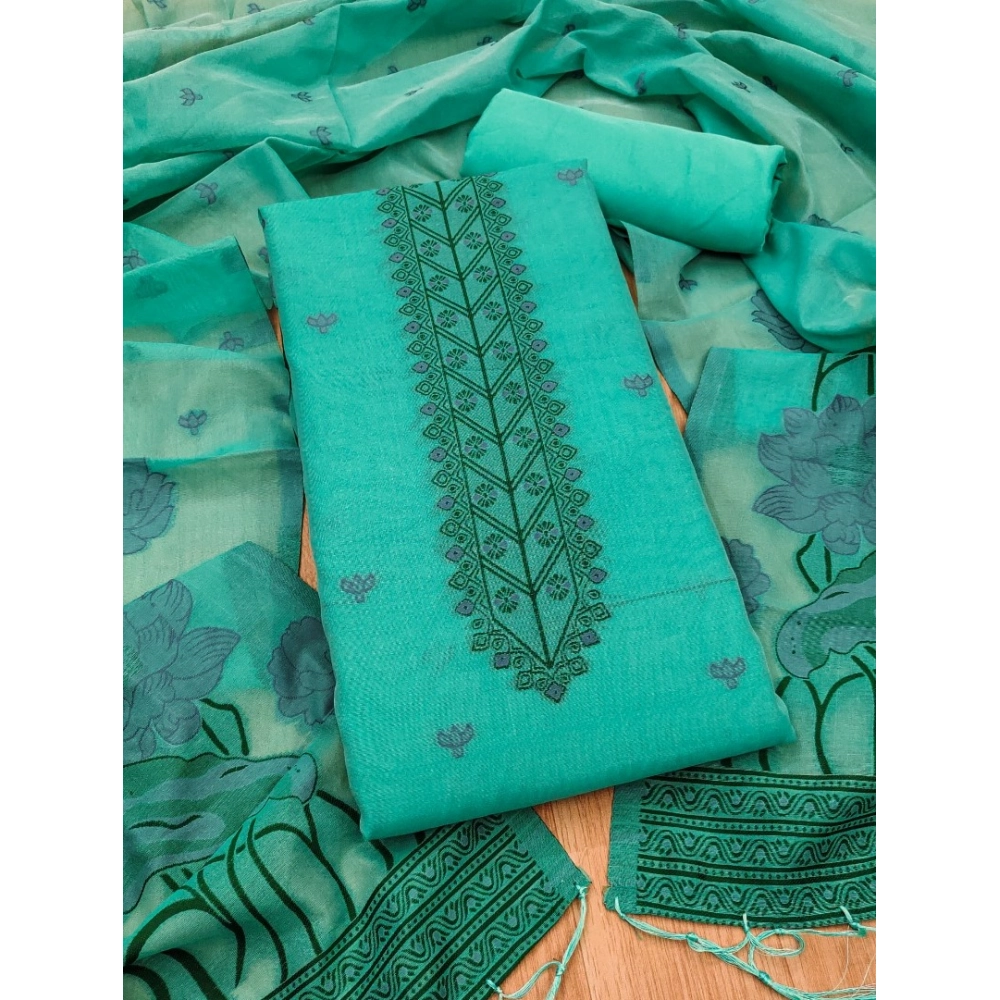 Sea Green Banarasi Silk Unstitched Salwar Suit Material with Dupatta