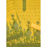 Generic Women's Banarasi Silk Printed Unstitched Salwar Suit Material With Dupatta (Yellow, 3Mtrs) - Image 3