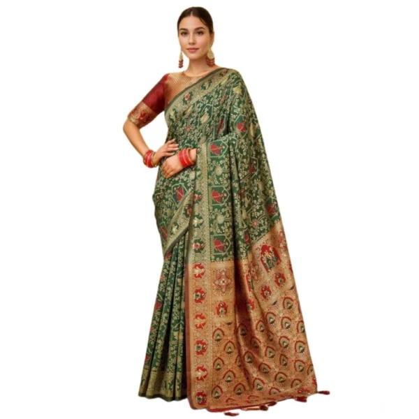 Stunning Green Silk Blend Paithani Saree
