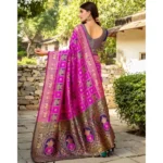 Generic Women's Silk Blend Woven Zari Work Saree With Unstitched Blouse 5.5Mtr (Pink) - Image 2