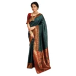 Green Silk Blend Zari Saree for Women