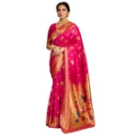 Pink Silk Blend Paithani Saree