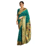 Green Silk Blend Woven Saree