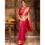 Generic Women's Silk Blend Woven Saree With Unstitched Blouse 5.5Mtr (Pink) - Image 2