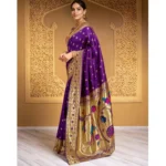 Generic Women's Silk Blend Woven Saree With Unstitched Blouse 5.5Mtr (Purple) - Image 3