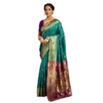 Green Silk Blend Zari Weaving Saree for Women