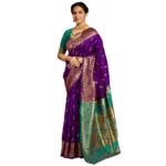 Purple Silk Blend Zari Weaving Saree for Women