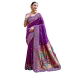 Purple Paithani Silk Saree with Traditional Weaving