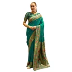 Green Silk Blend Zari Woven Saree for Women